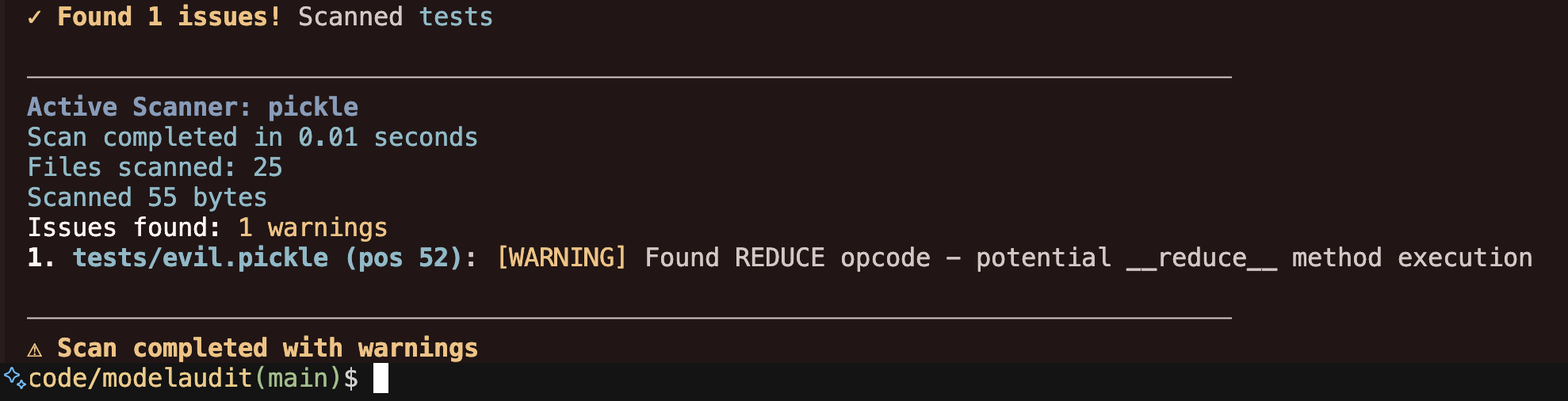example model scan results