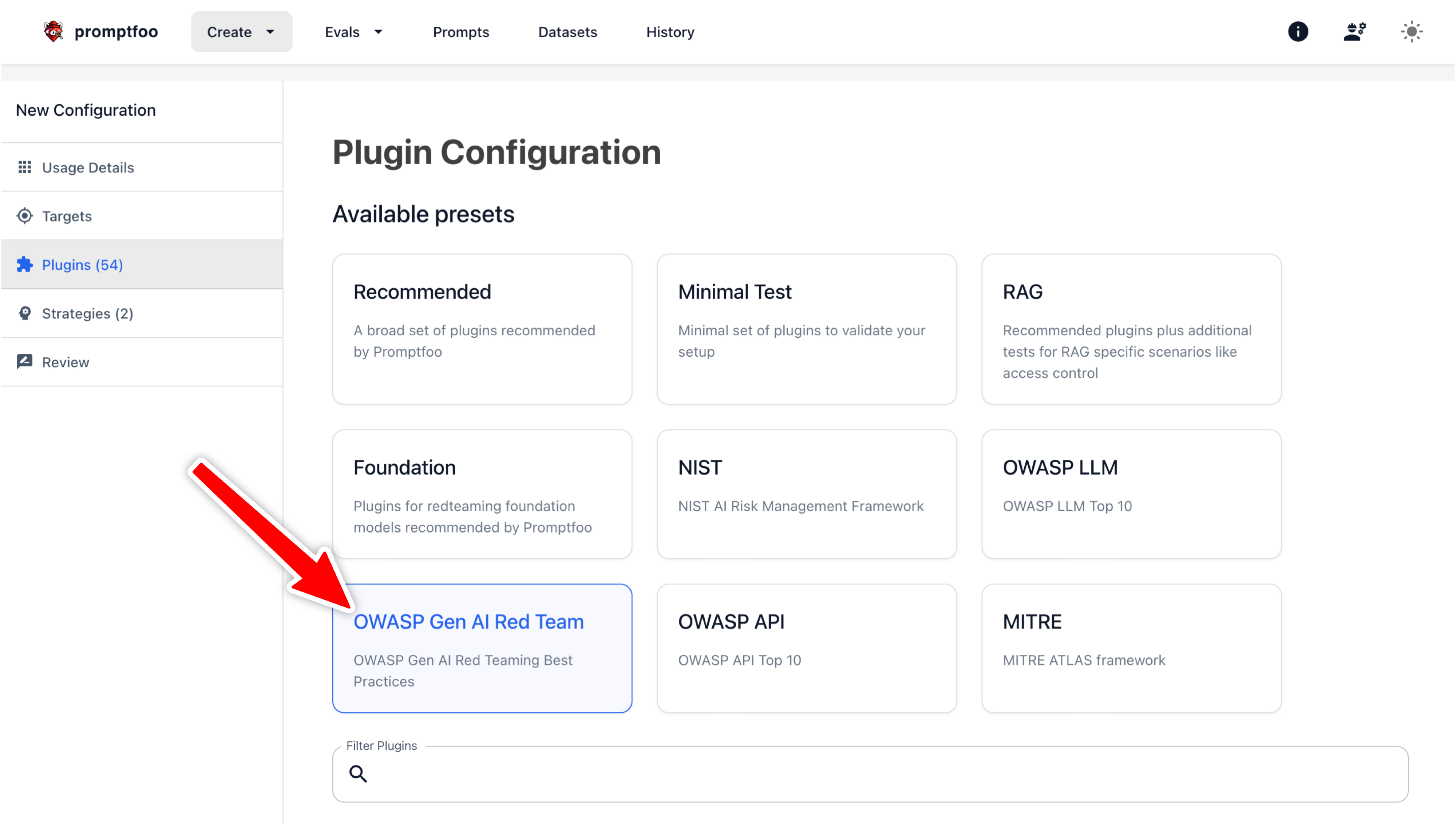 OWASP Gen AI red team preset