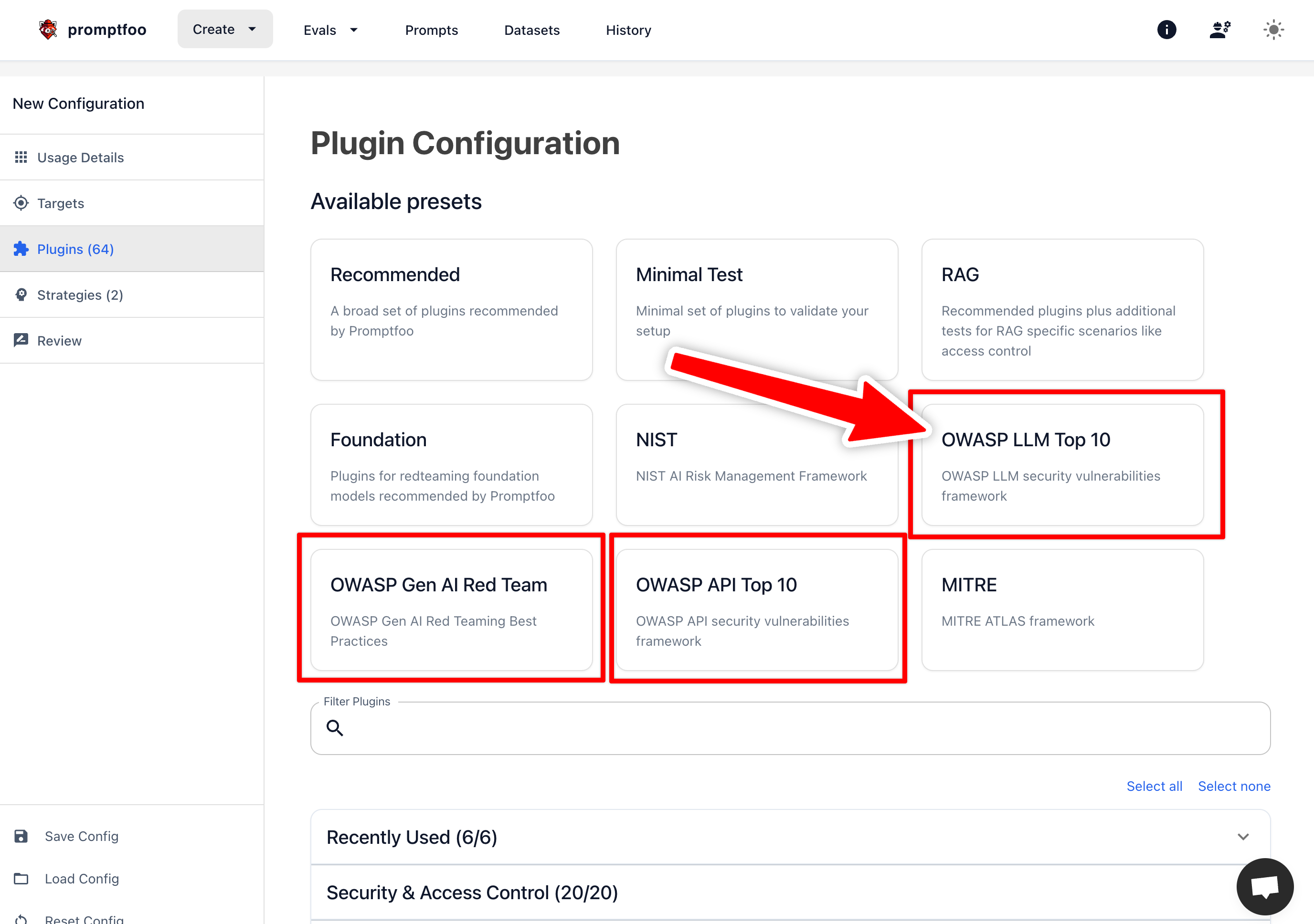 Promptfoo OWASP LLM Top 10 configuration