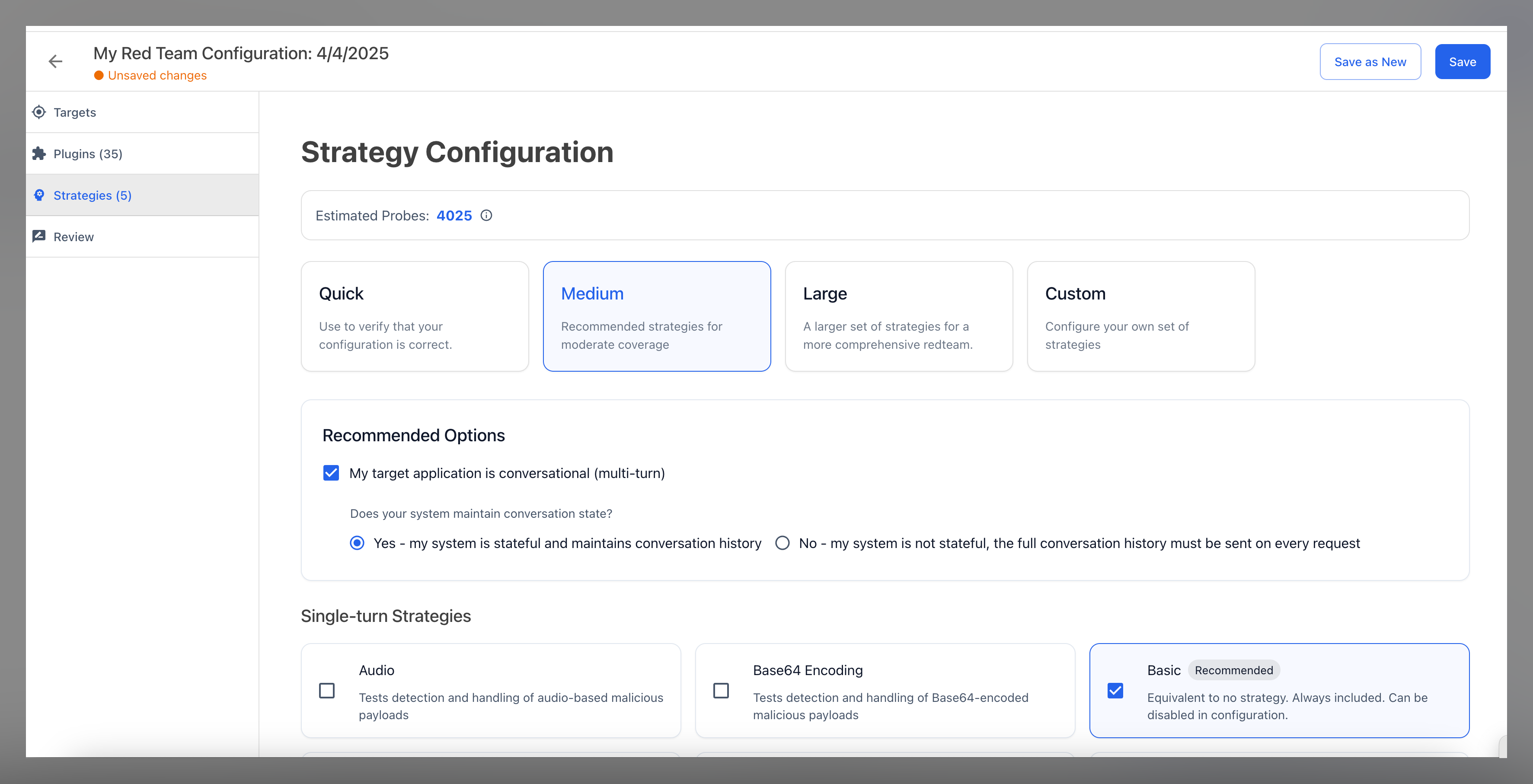 Select Strategies screen