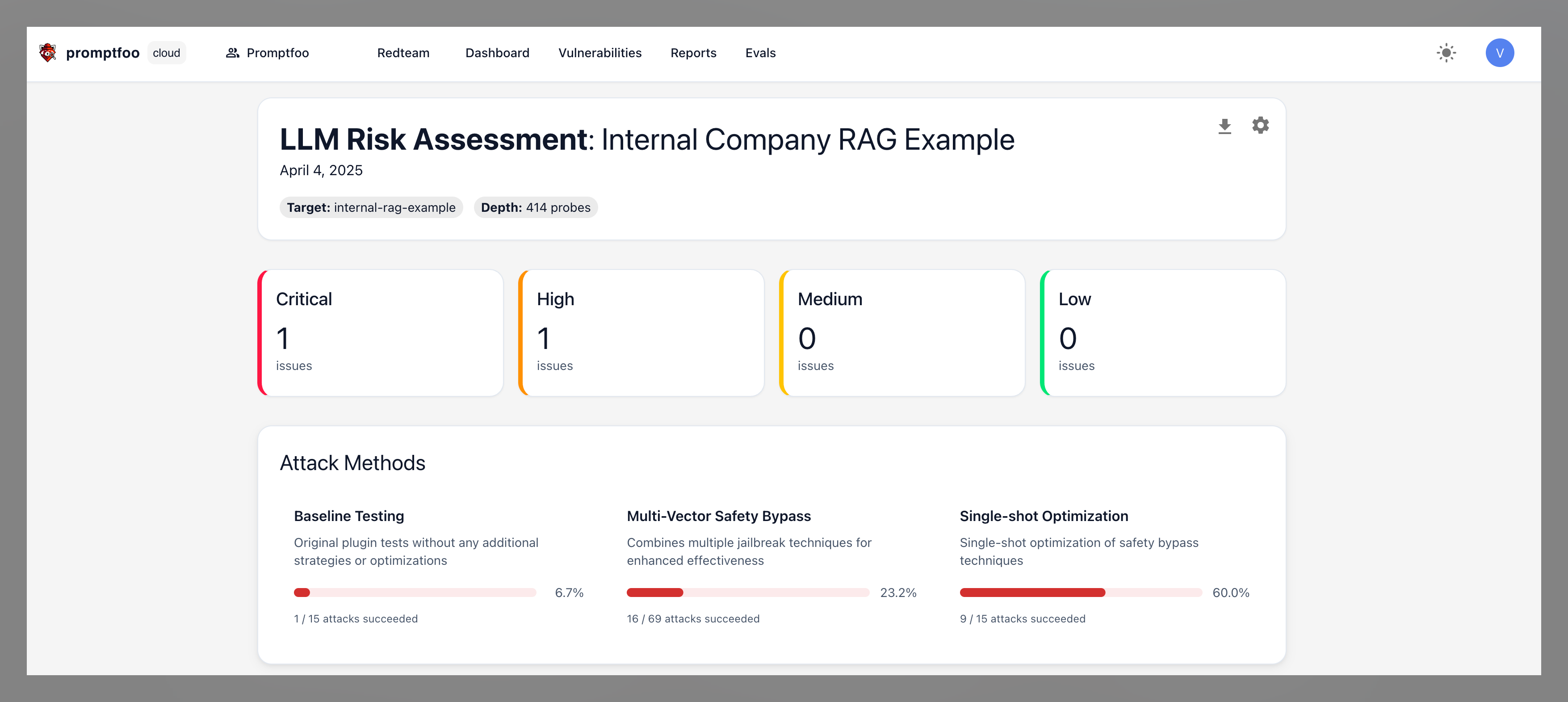 Vulnerability report view