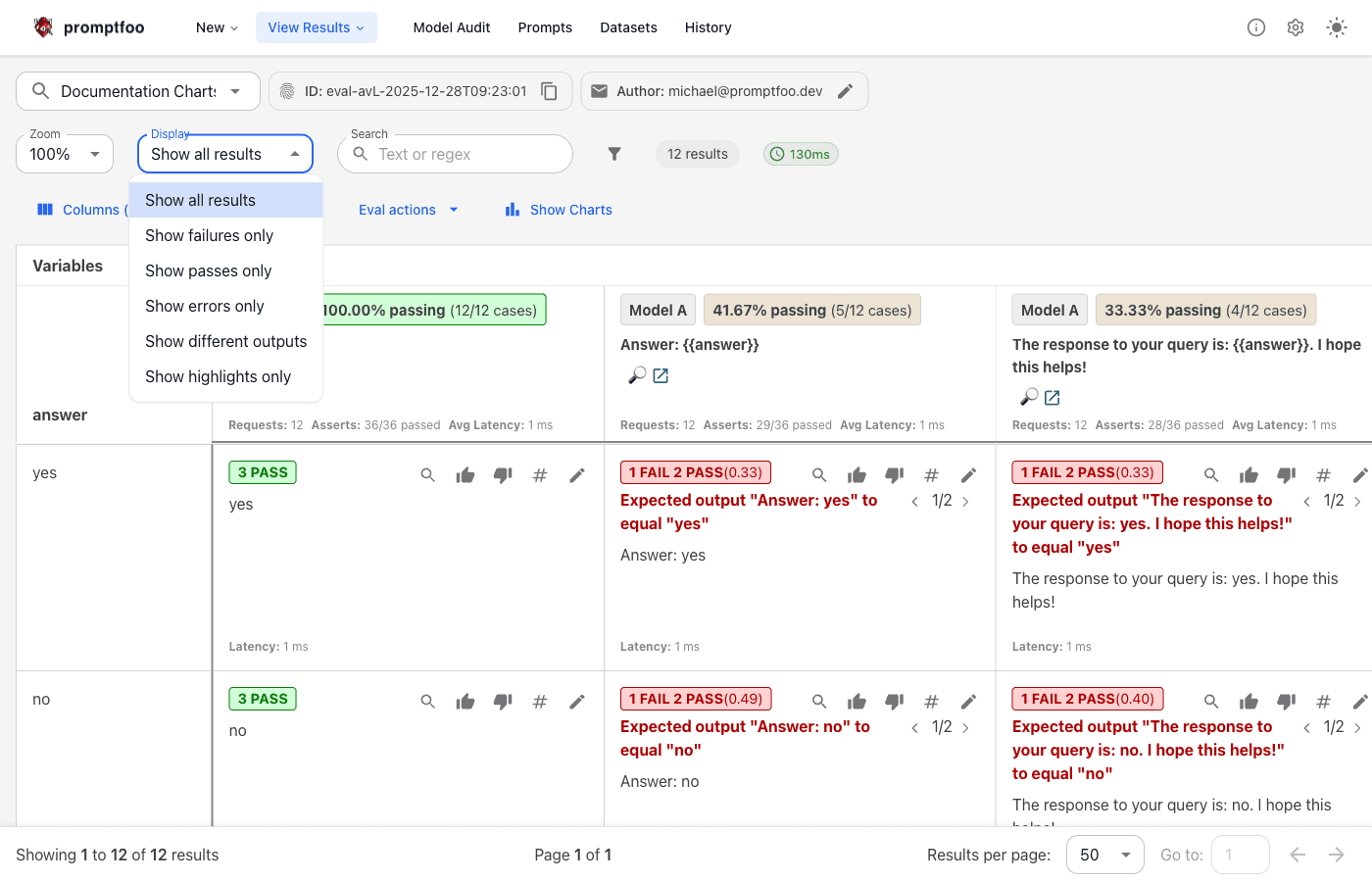 Display mode dropdown