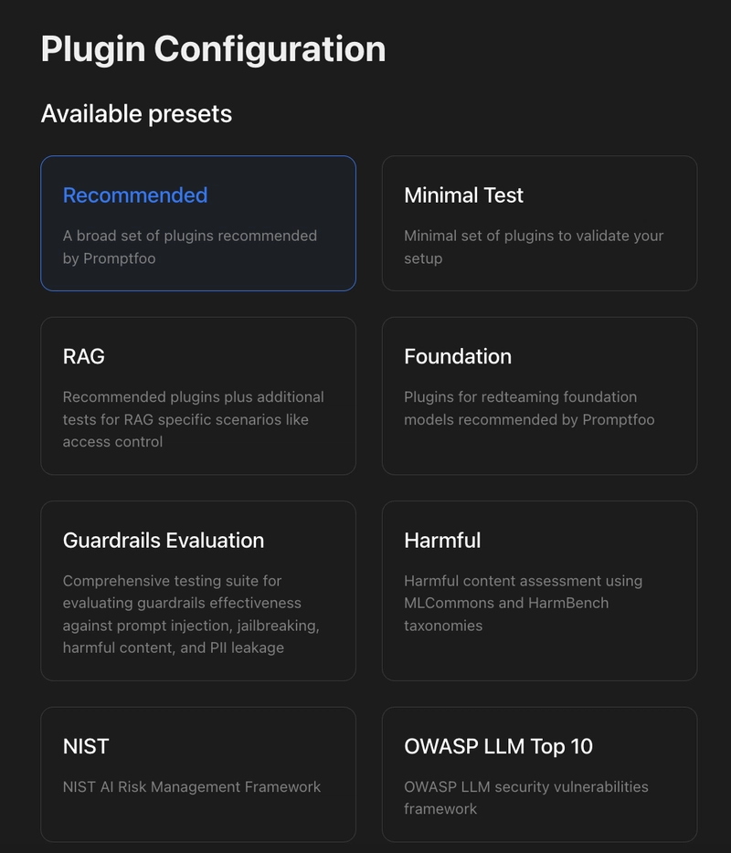 Plugin configuration in Promptfoo