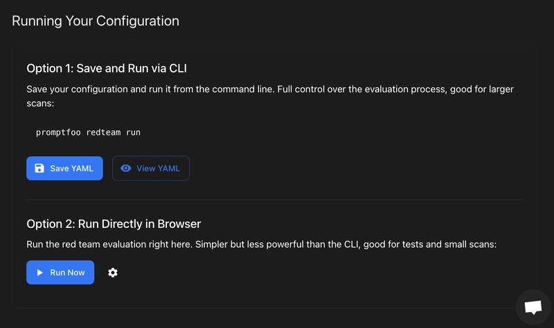 Running your configuration in Promptfoo