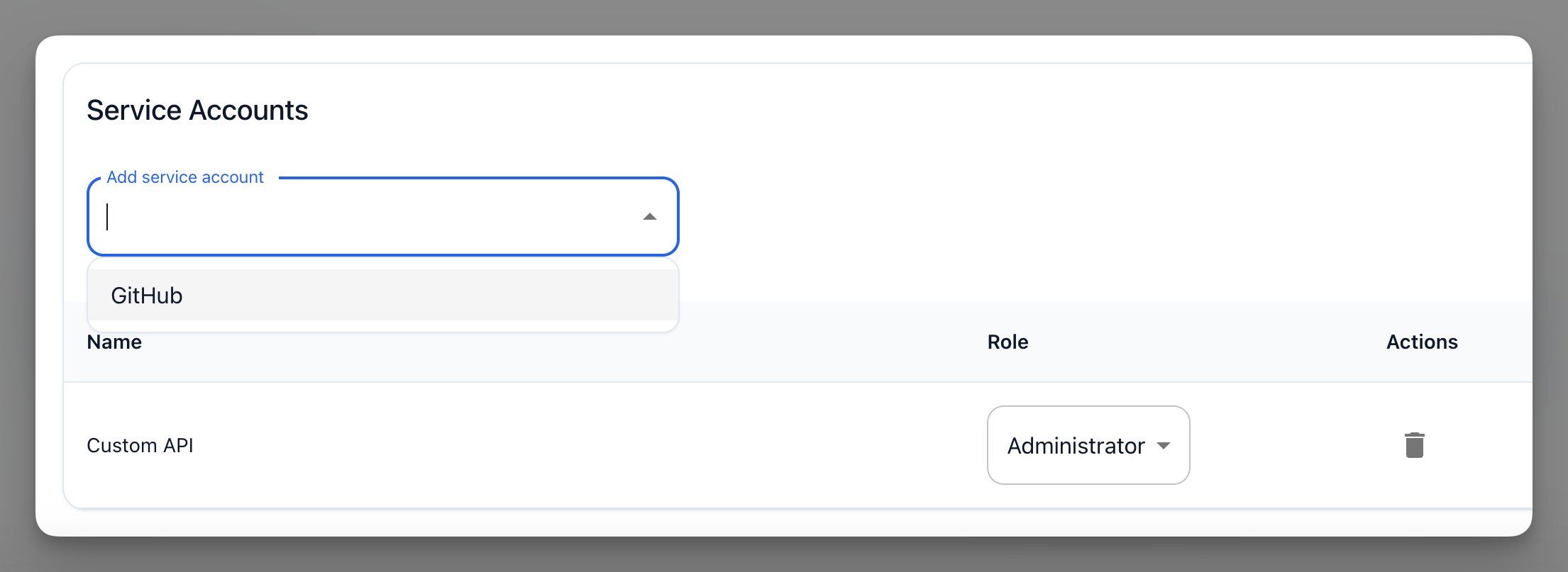 Assign Service Account to team