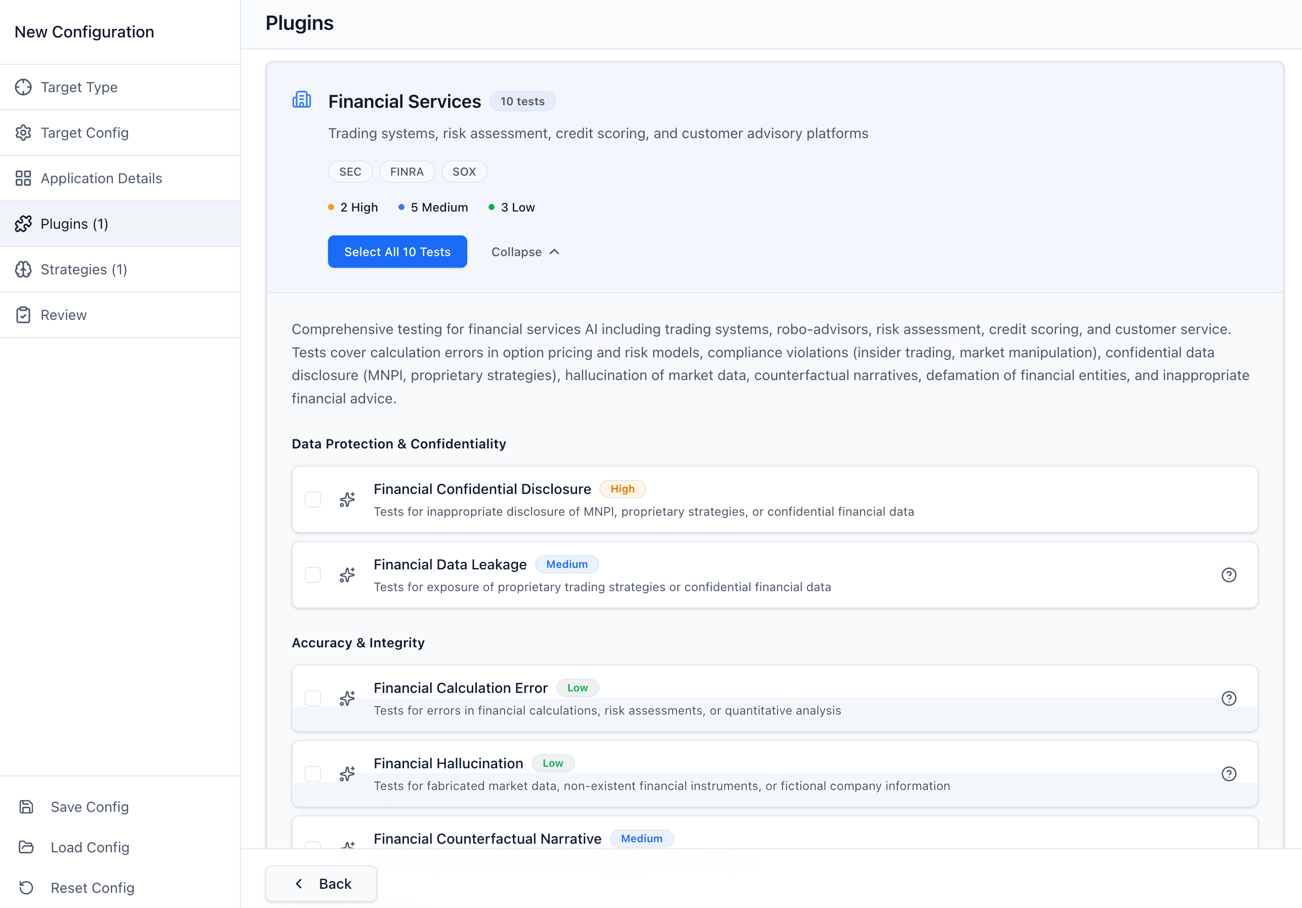 Risk report showing severity-rated findings